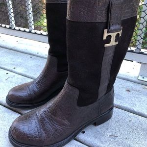 Tory Burch suede and leather boots.
